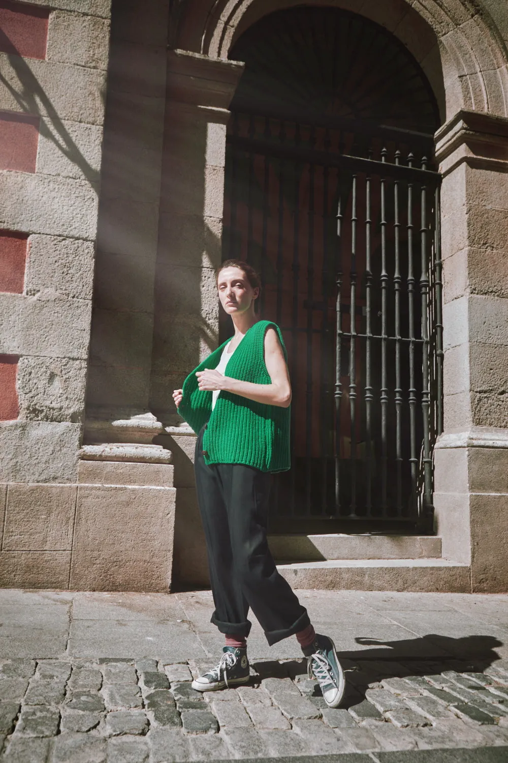 VERA Sleeveless Vest in Merino Wool - Parrot Green sold by L’ENVERS product image thumbnail 5