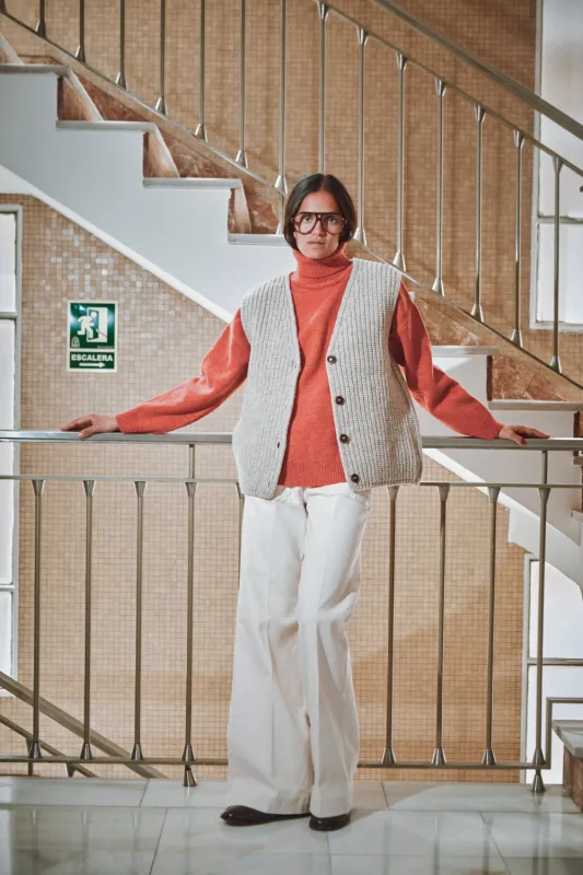 VERA Sleeveless Vest in Merino Wool - Beige sold by L’ENVERS