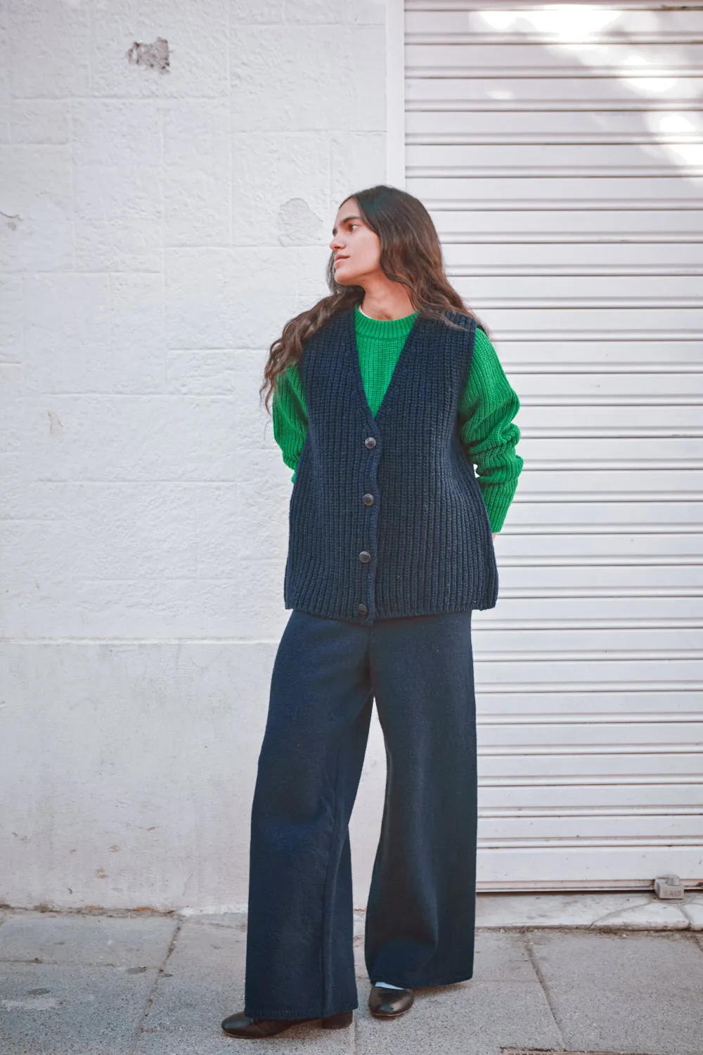 VERA Sleeveless Vest in Merino Wool - Navy sold by L’ENVERS product image thumbnail 5