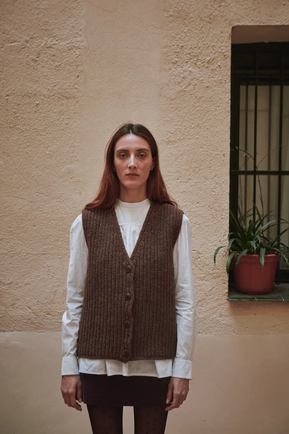 VERA Sleeveless Vest in Merino Wool - Chocolate sold by L’ENVERS product image thumbnail 3