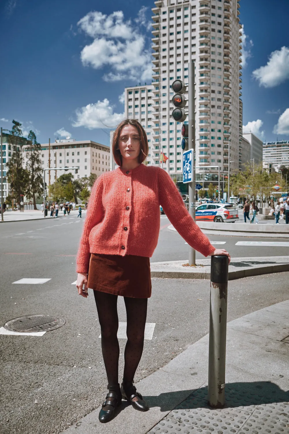 CHARLOTTE Round-Neck Cardigan in Merino-Mohair Wool - Coral sold by L’ENVERS