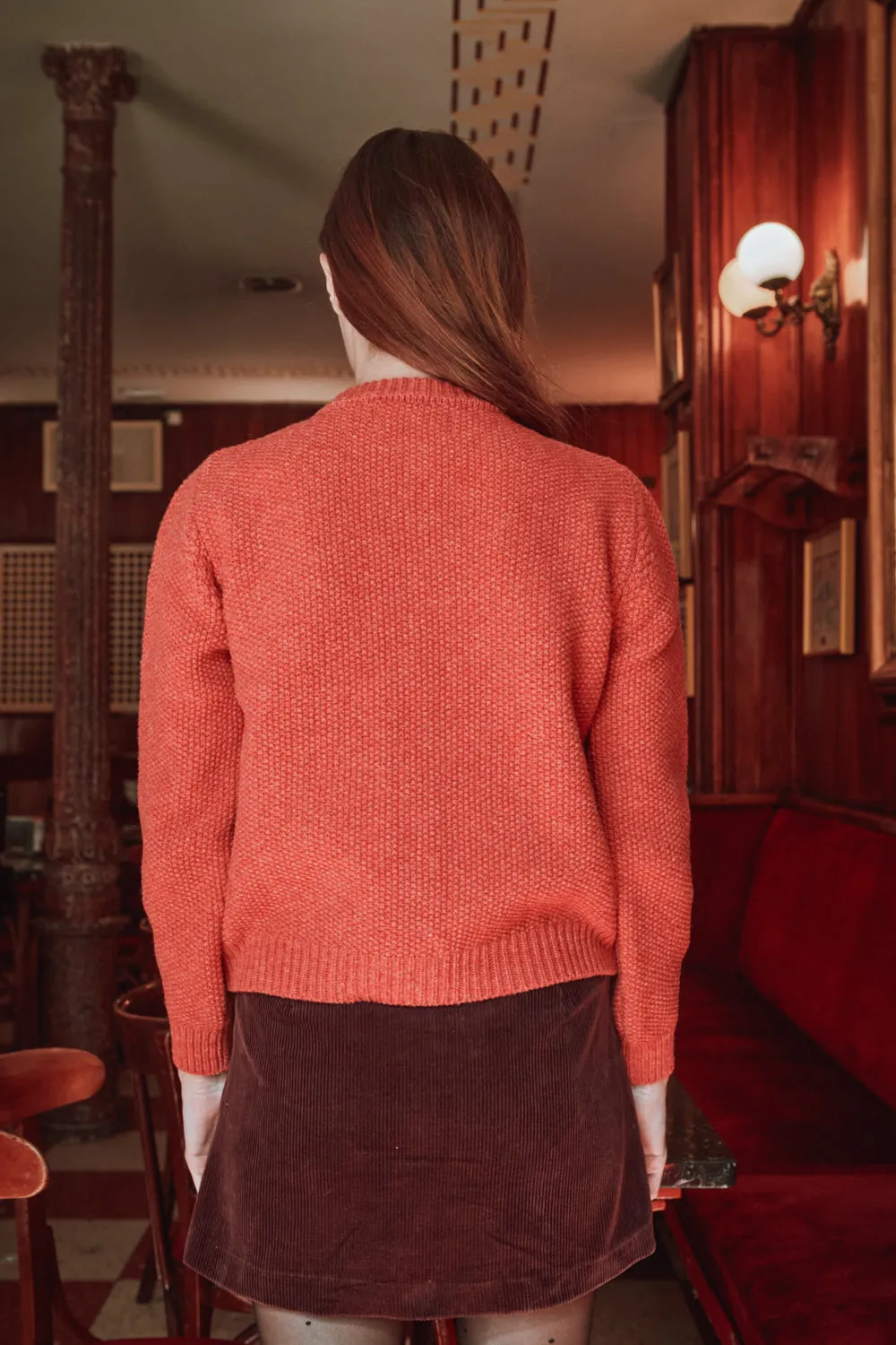 SONIA Cable Cardigan in Merino Wool - Coral sold by L’ENVERS product image thumbnail 5