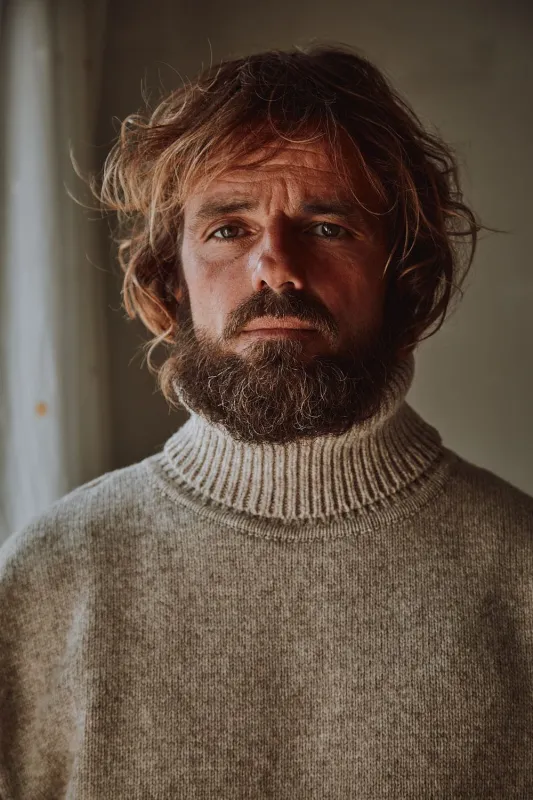 JACQUES Men Turtleneck Sweater in Merino Wool - Beige sold by L’ENVERS