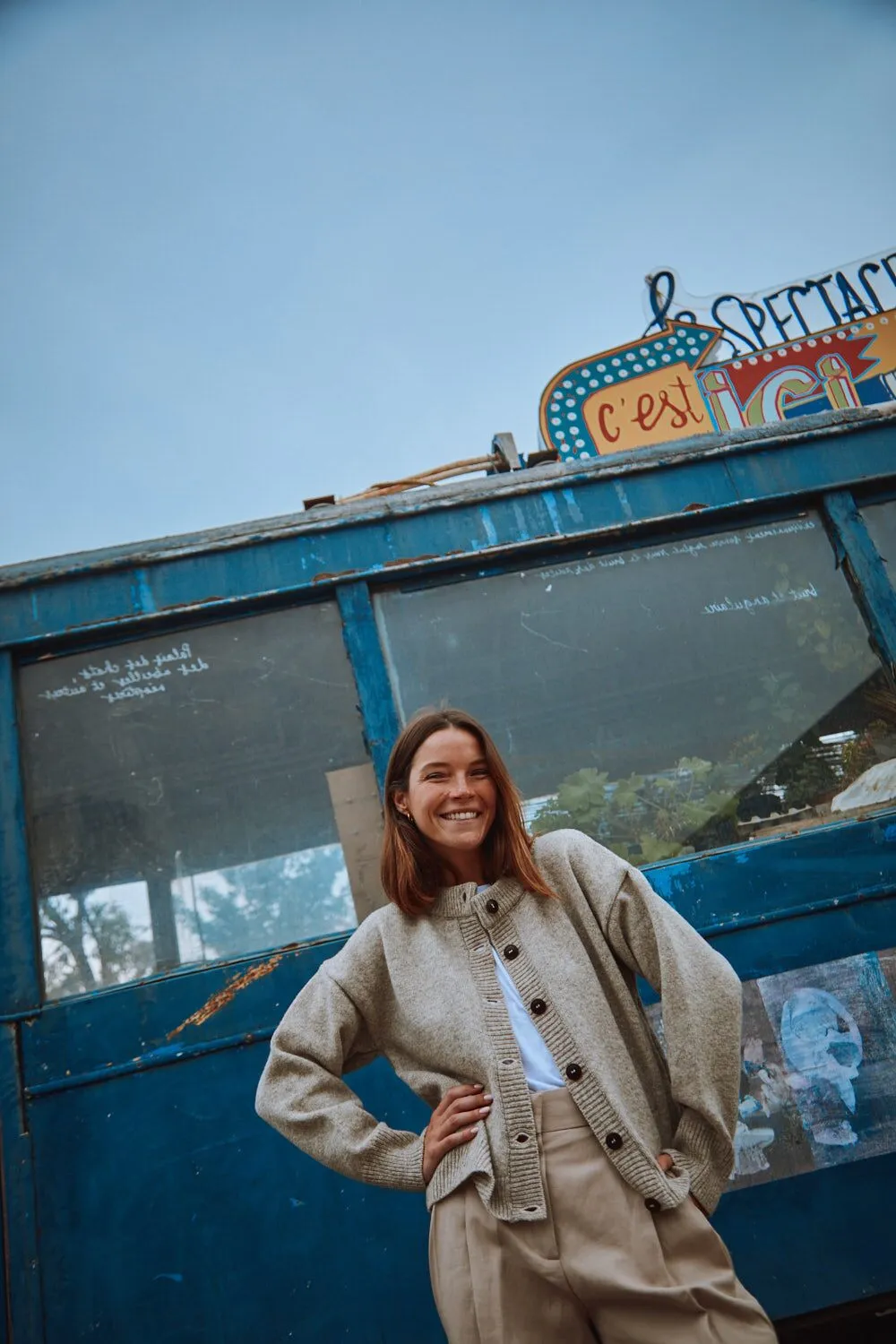 SANDRA Funnel-Neck Cardigan in Merino Wool - Beige sold by L’ENVERS product image thumbnail 5