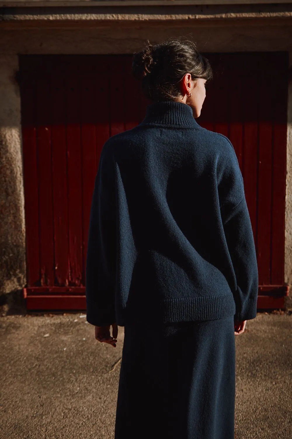 MICHELLE Lightweight Turtleneck Sweater in Merino Wool - Navy sold by L’ENVERS product image thumbnail 5