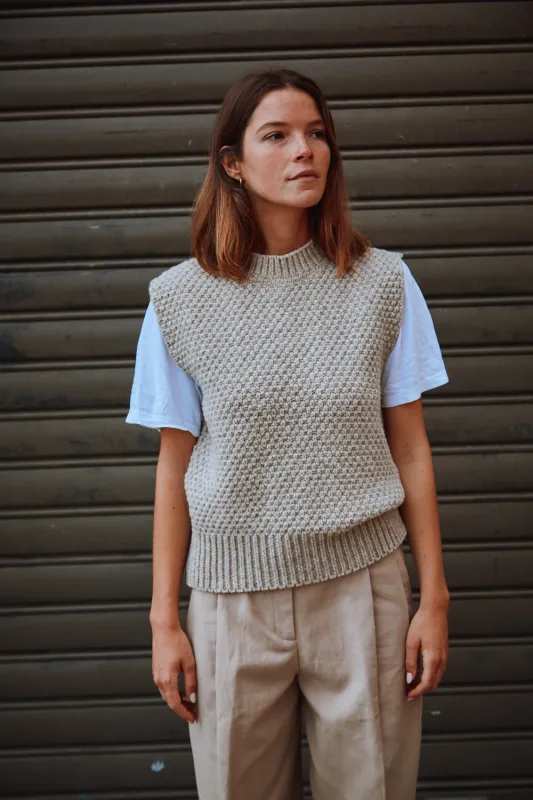 MAIA Sleeveless Sweater in Merino Wool - Beige sold by L’ENVERS