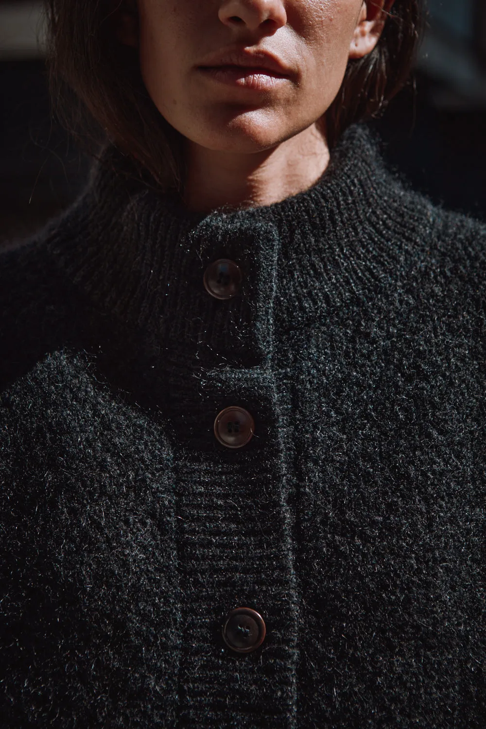 GEORGE High-Neck Cardigan Jacket in Merino-Mohair Wool - Black sold by L’ENVERS product image thumbnail 4