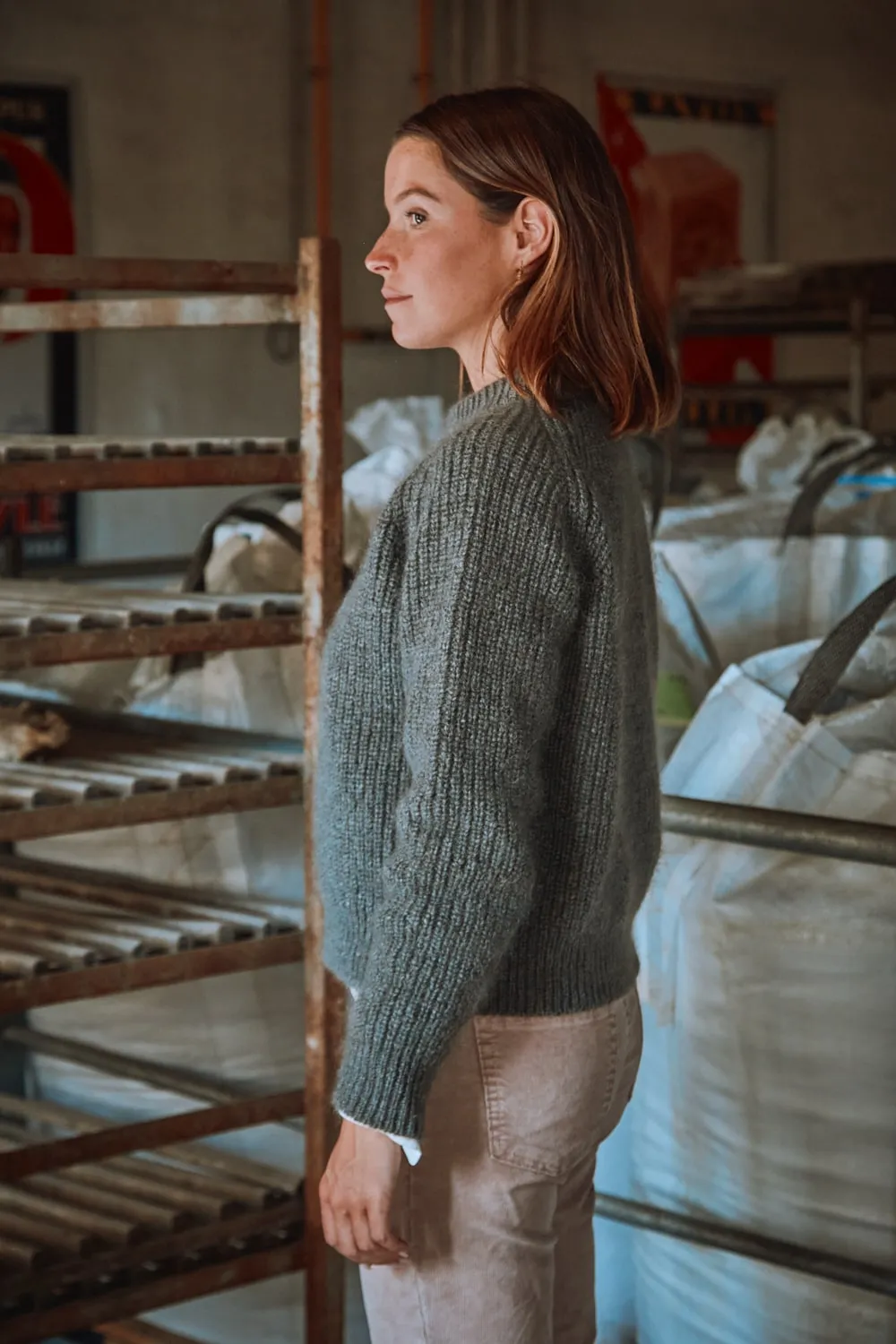 AGNÈS Raglan Sweater in Merino-Mohair Wool - Ash Grey sold by L’ENVERS product image thumbnail 3