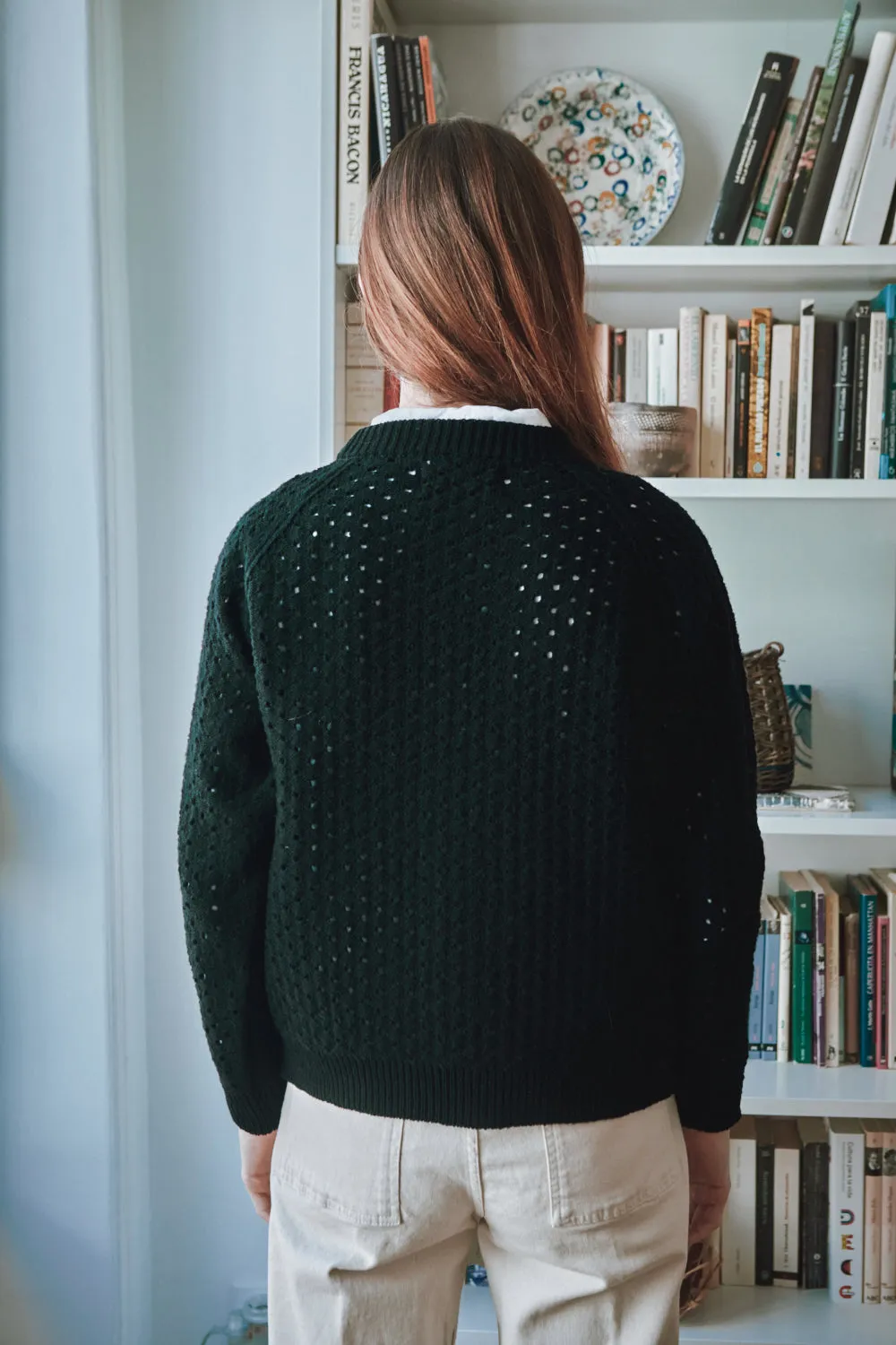 FLORENCE Open-Weave Sweater in Merino Wool - Black sold by L’ENVERS product image thumbnail 4