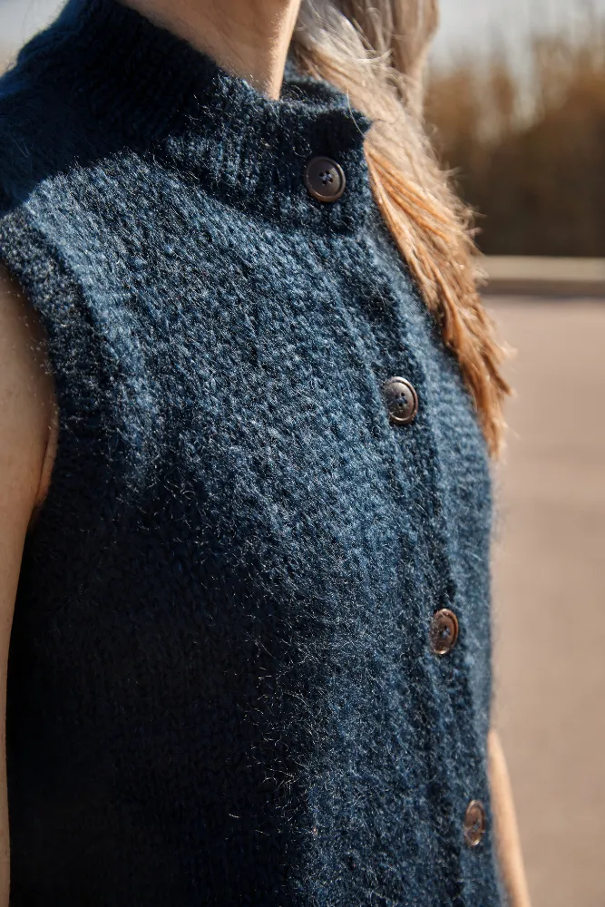 FRIDA Sleeveless Cardigan in Mohair and Silk - Midnight Blue sold by L’ENVERS product image thumbnail 2