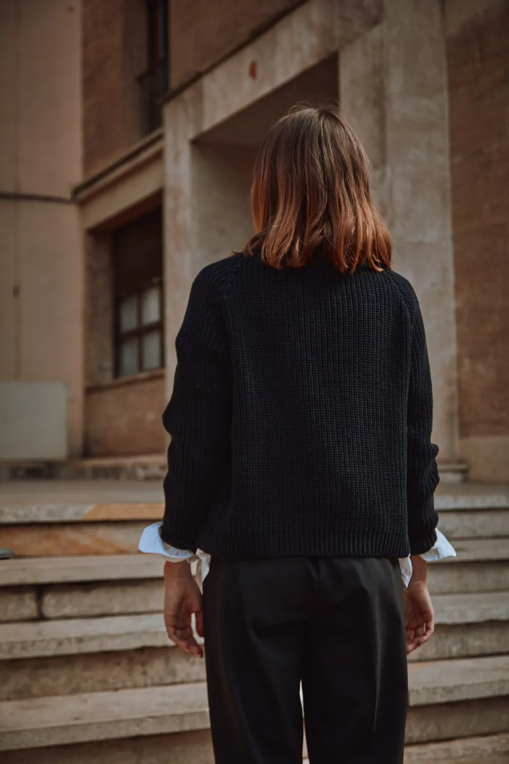 ANNA V-Neck Cardigan in Organic Cotton - Black sold by L’ENVERS product image thumbnail 4