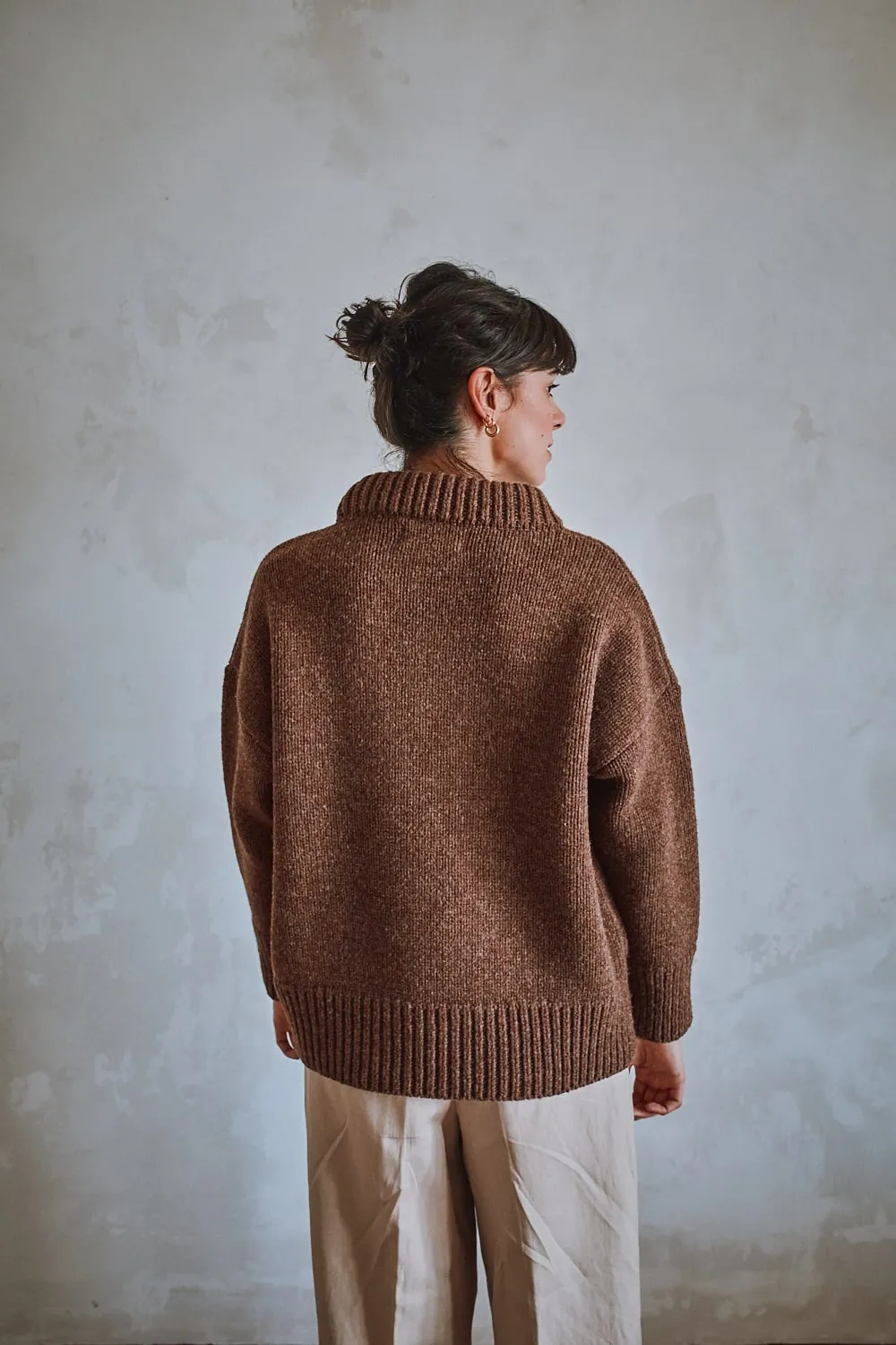 STEPHANIE Oversize Sweater in Merino Wool - Chocolate sold by L’ENVERS product image thumbnail 4