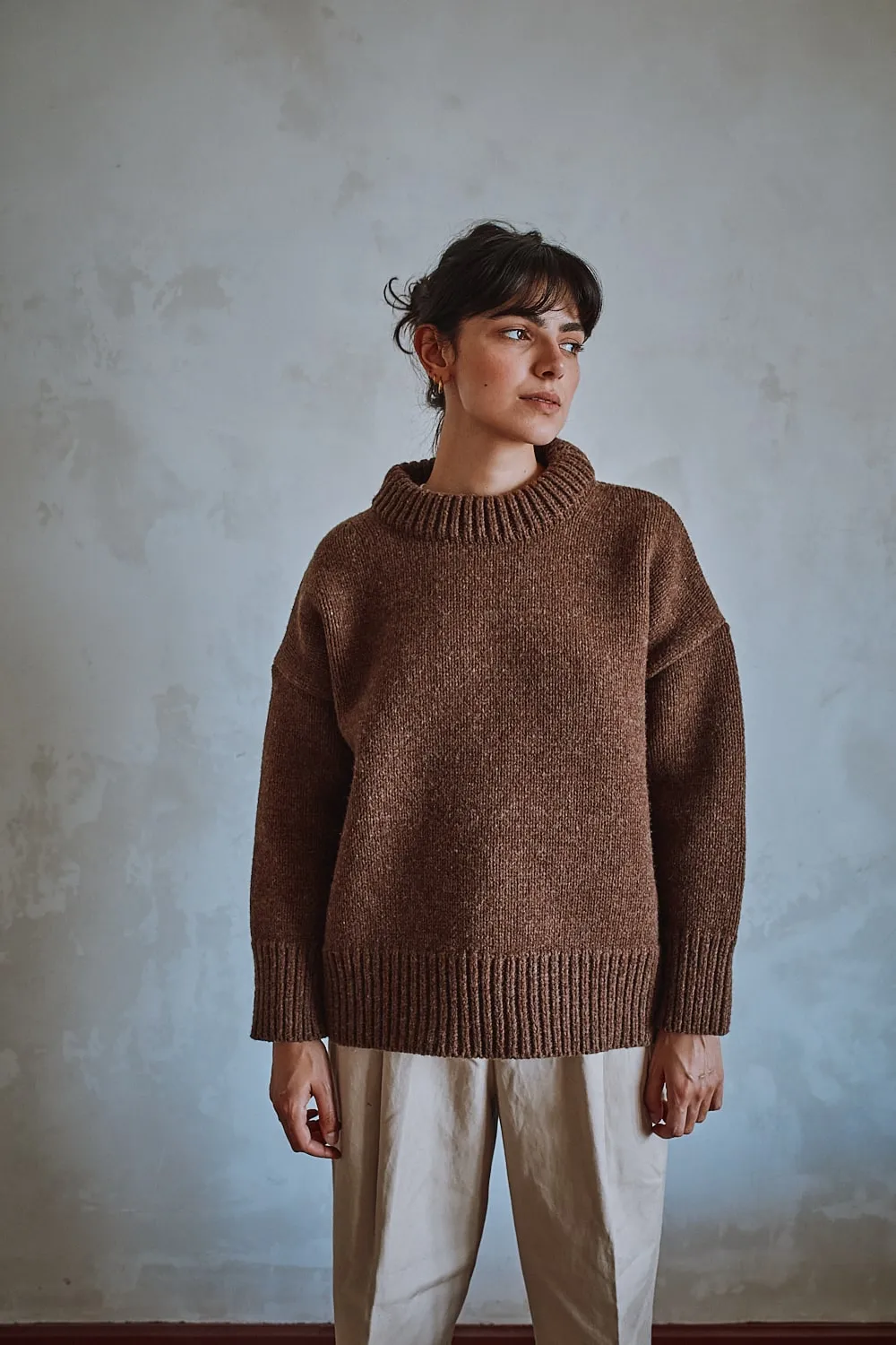STEPHANIE Oversize Sweater in Merino Wool - Chocolate sold by L’ENVERS product image thumbnail 2