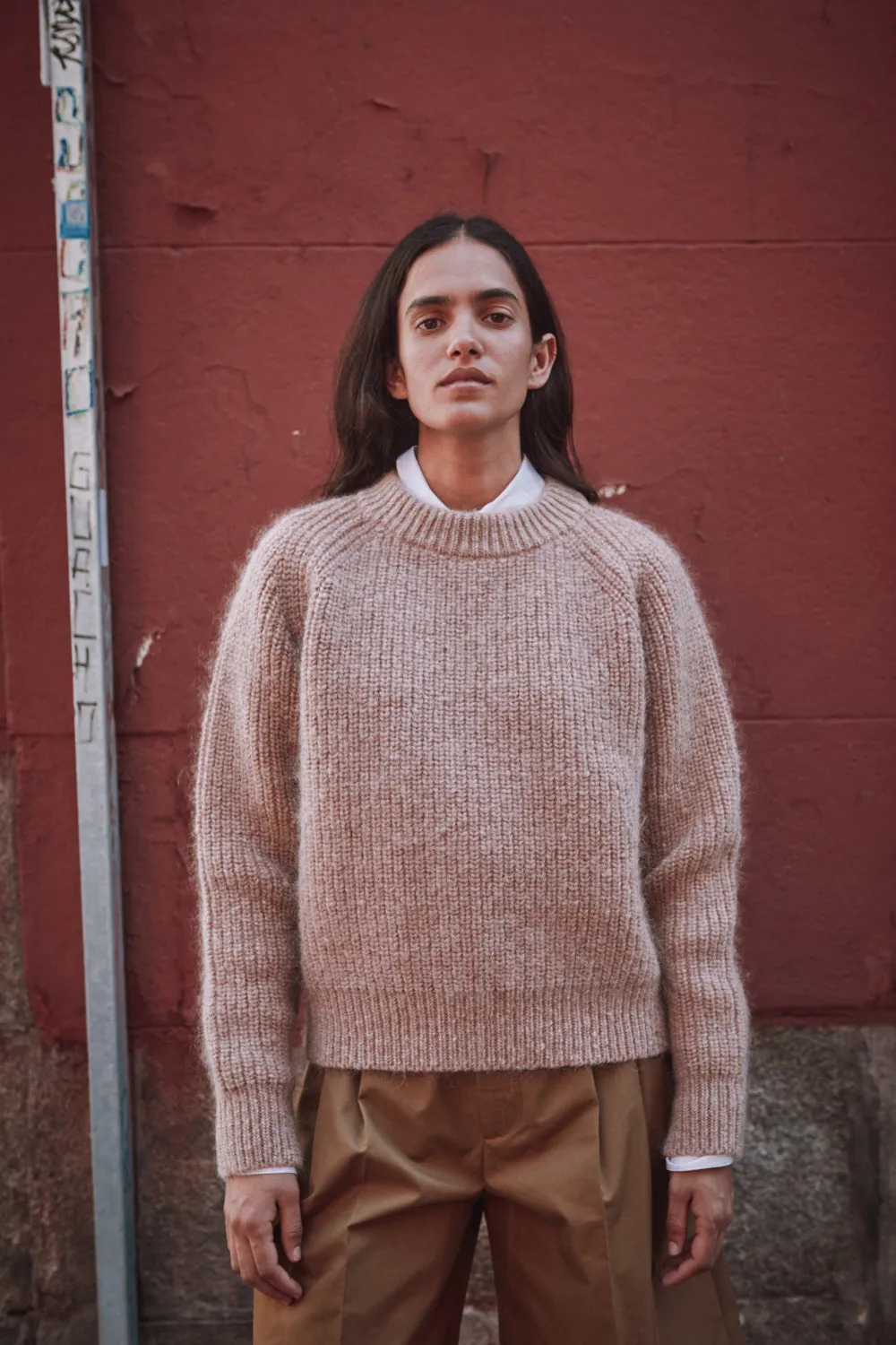 AGNÈS Raglan Sweater in Merino-Mohair Wool - Light Pink sold by L’ENVERS product image thumbnail 2