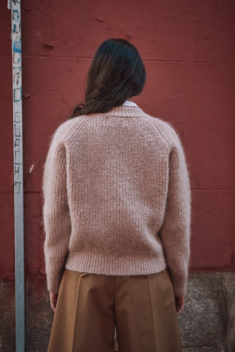 AGNÈS Raglan Sweater in Merino-Mohair Wool - Light Pink sold by L’ENVERS product image thumbnail 4