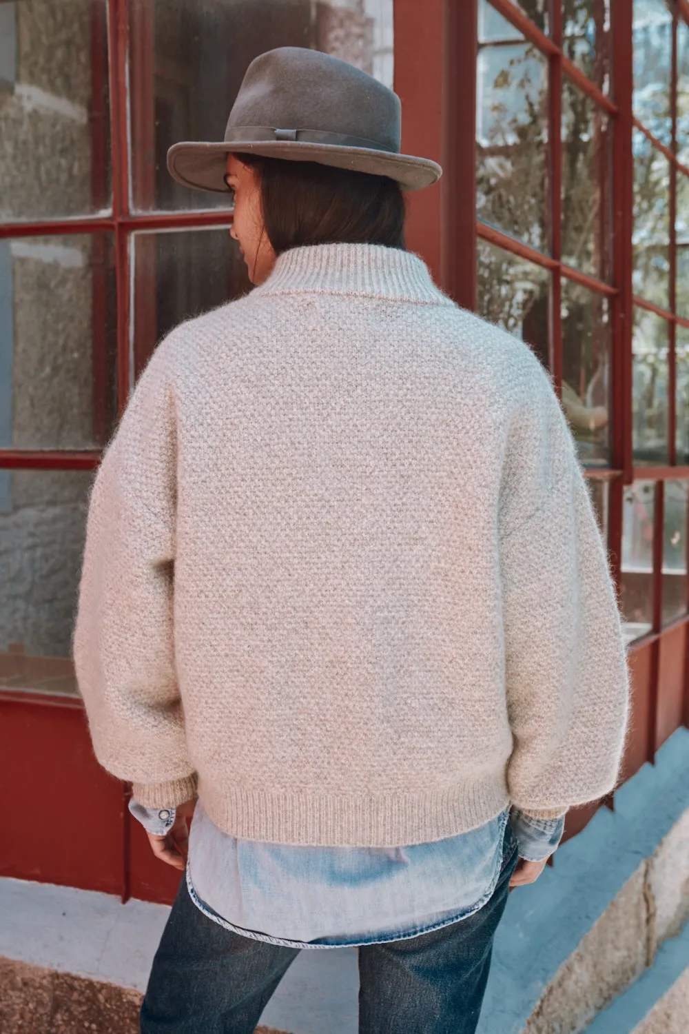 GEORGE High-Neck Cardigan Jacket in Merino-Mohair Wool - Beige sold by L’ENVERS product image thumbnail 4