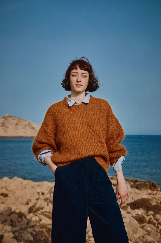 LUCIE Batwing Sweater in Mohair Wool - Amber made by L’ENVERS