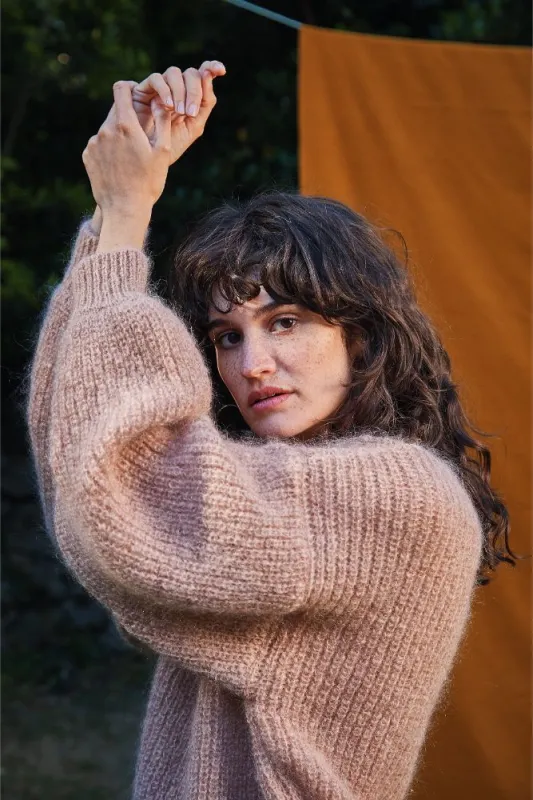 LUCIE Batwing Sweater in Mohair Wool - Light Pink made by L’ENVERS