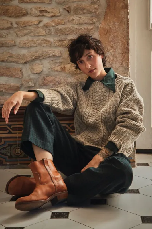 PAOLA Irish Cable Sweater in Merino Wool - Beige sold by L’ENVERS