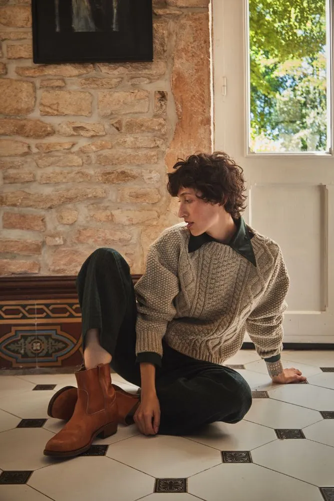 PAOLA Irish Cable Sweater in Merino Wool - Beige sold by L’ENVERS product image thumbnail 3