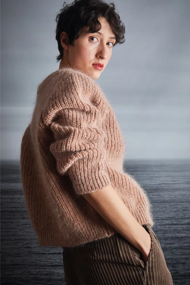 CHARLOTTE Round-Neck Cardigan in Merino-Mohair Wool - Light Pink sold by L’ENVERS product image thumbnail 5