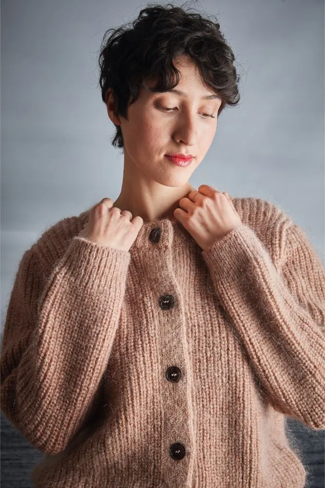 CHARLOTTE Round-Neck Cardigan in Merino-Mohair Wool - Light Pink sold by L’ENVERS product image thumbnail 2