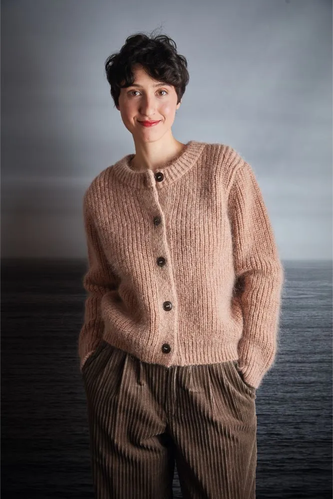 CHARLOTTE Round-Neck Cardigan in Merino-Mohair Wool - Light Pink sold by L’ENVERS product image thumbnail 3