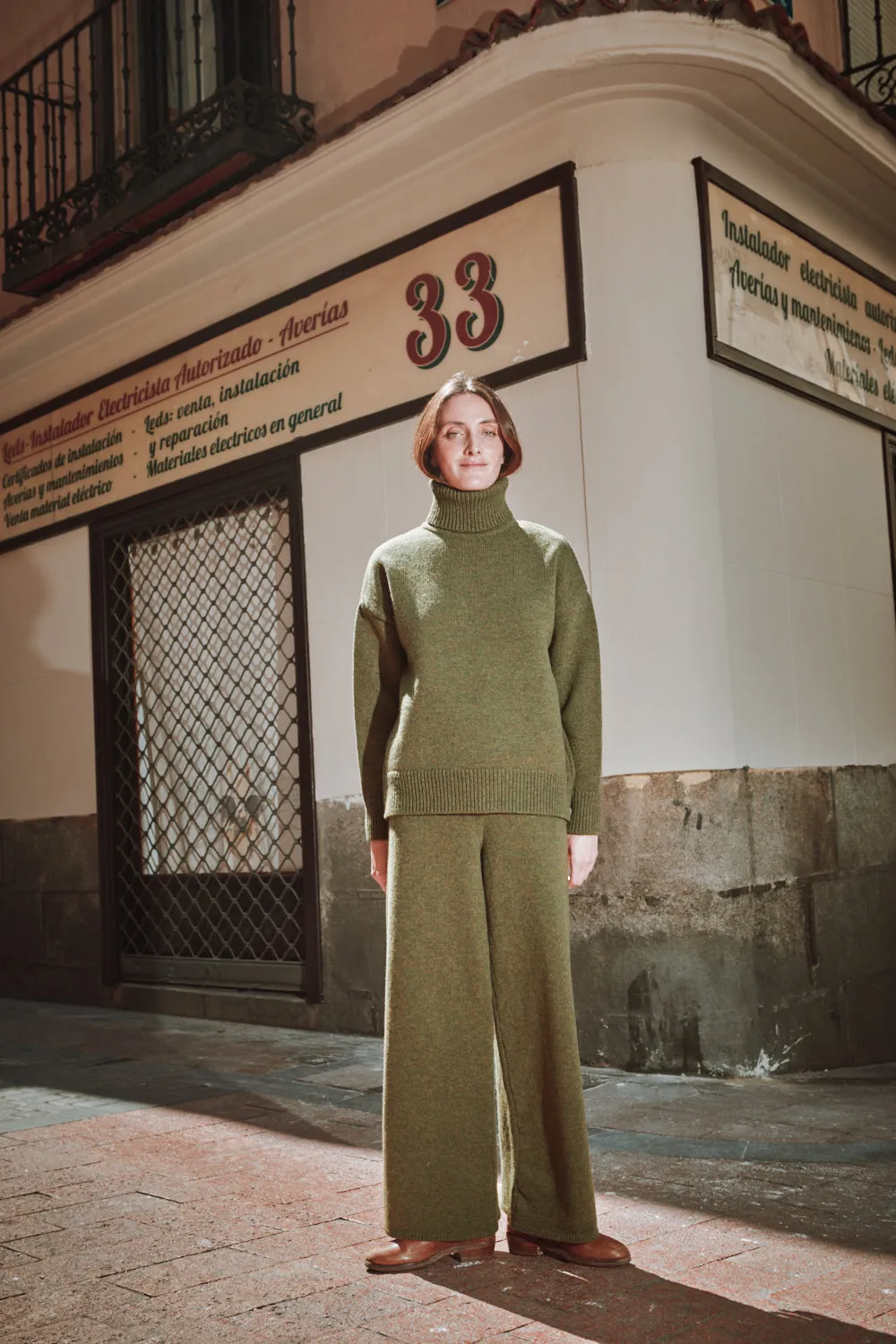 HELENE Knit Pants in Merino Wool - Olive Green sold by L’ENVERS product image thumbnail 2