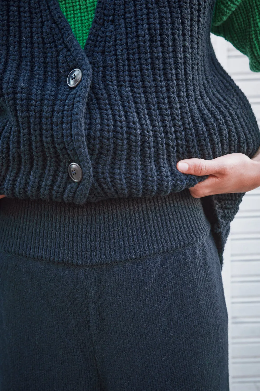 HELENE Knit Pants in Merino Wool - Navy sold by L’ENVERS product image thumbnail 5