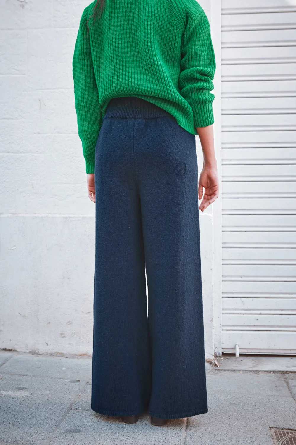 HELENE Knit Pants in Merino Wool - Navy sold by L’ENVERS product image thumbnail 3