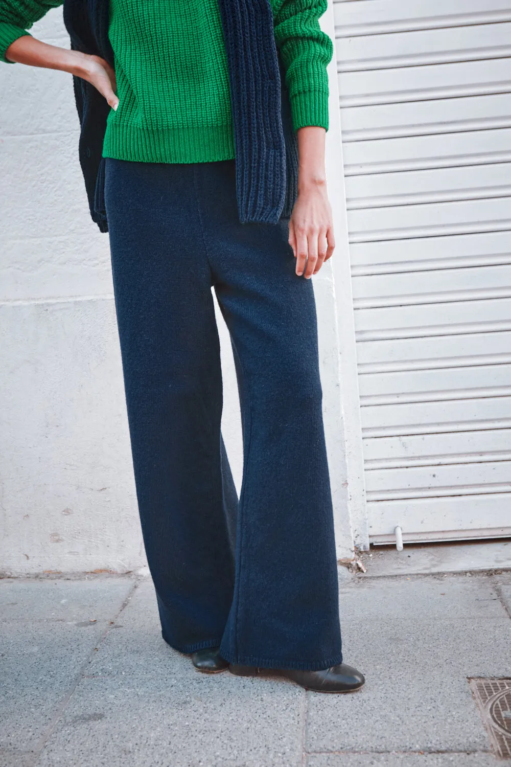 HELENE Knit Pants in Merino Wool - Navy sold by L’ENVERS