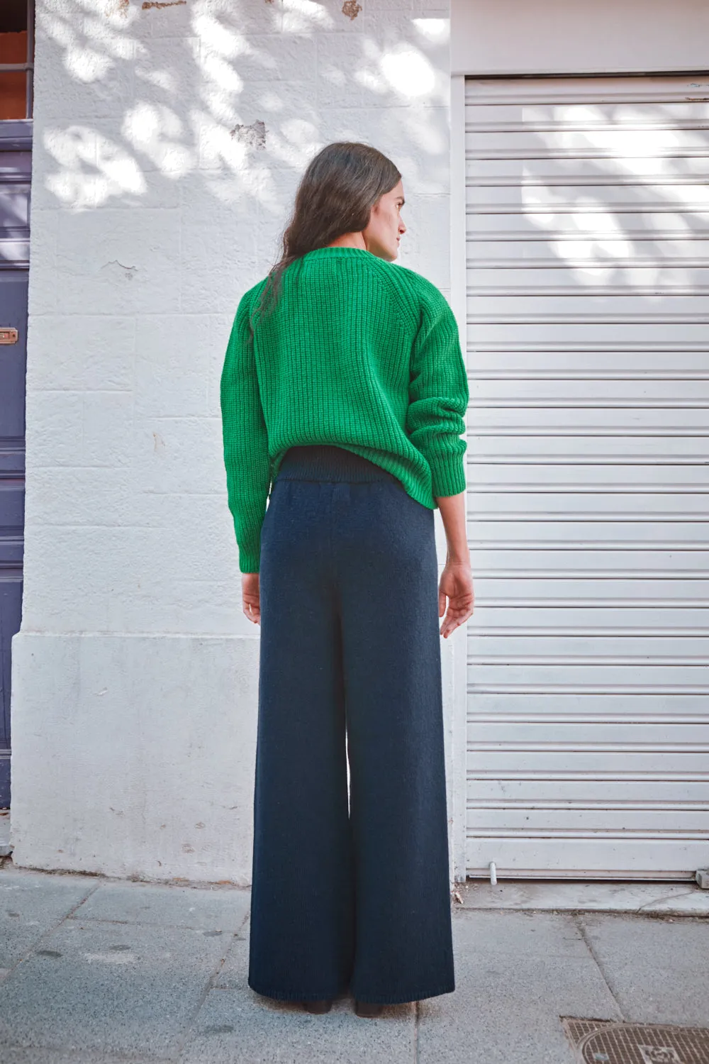 HELENE Knit Pants in Merino Wool - Navy sold by L’ENVERS product image thumbnail 4