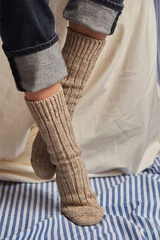 BERTHE Wool Socks - Beige (In Stock) sold by L’ENVERS
