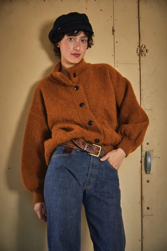 GEORGE High-Neck Cardigan Jacket in Merino-Mohair Wool - Amber (In Stock) sold by L’ENVERS
