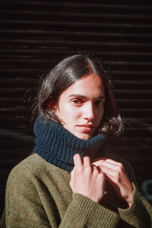 AMANDINE Neckwarmer Scarf in Merino Wool - Navy (In Stock) sold by L’ENVERS