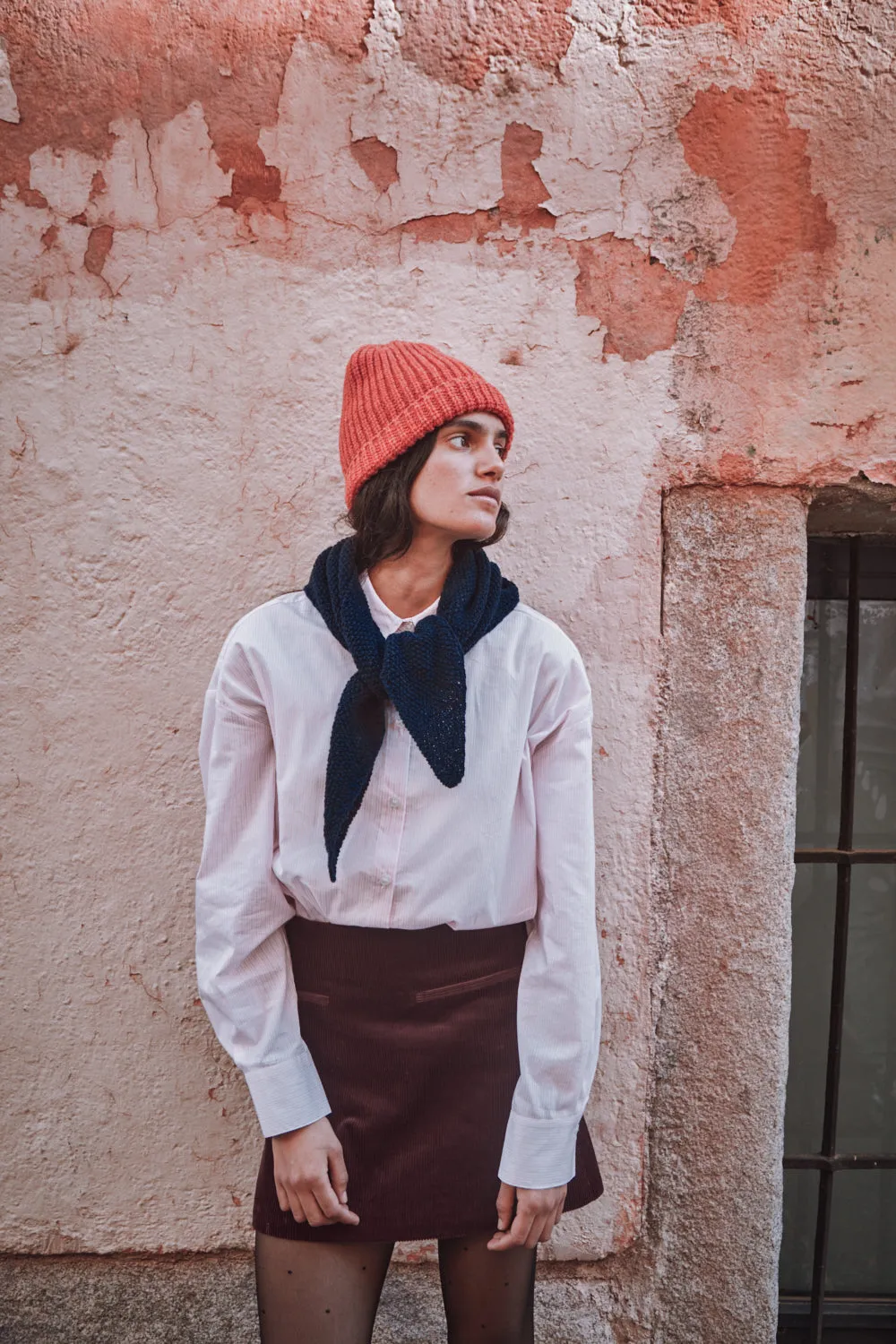 HORTENSE Bandana in Merino Wool - Navy (In Stock) sold by L’ENVERS product image thumbnail 2