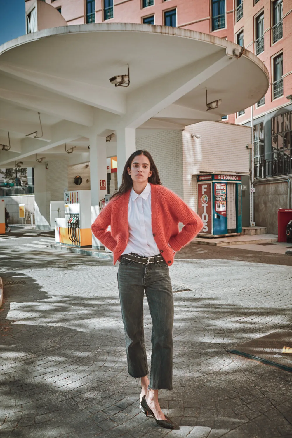ANNA V-Neck Cardigan in Merino-Mohair Wool - Coral (In Stock) sold by L’ENVERS product image thumbnail 5