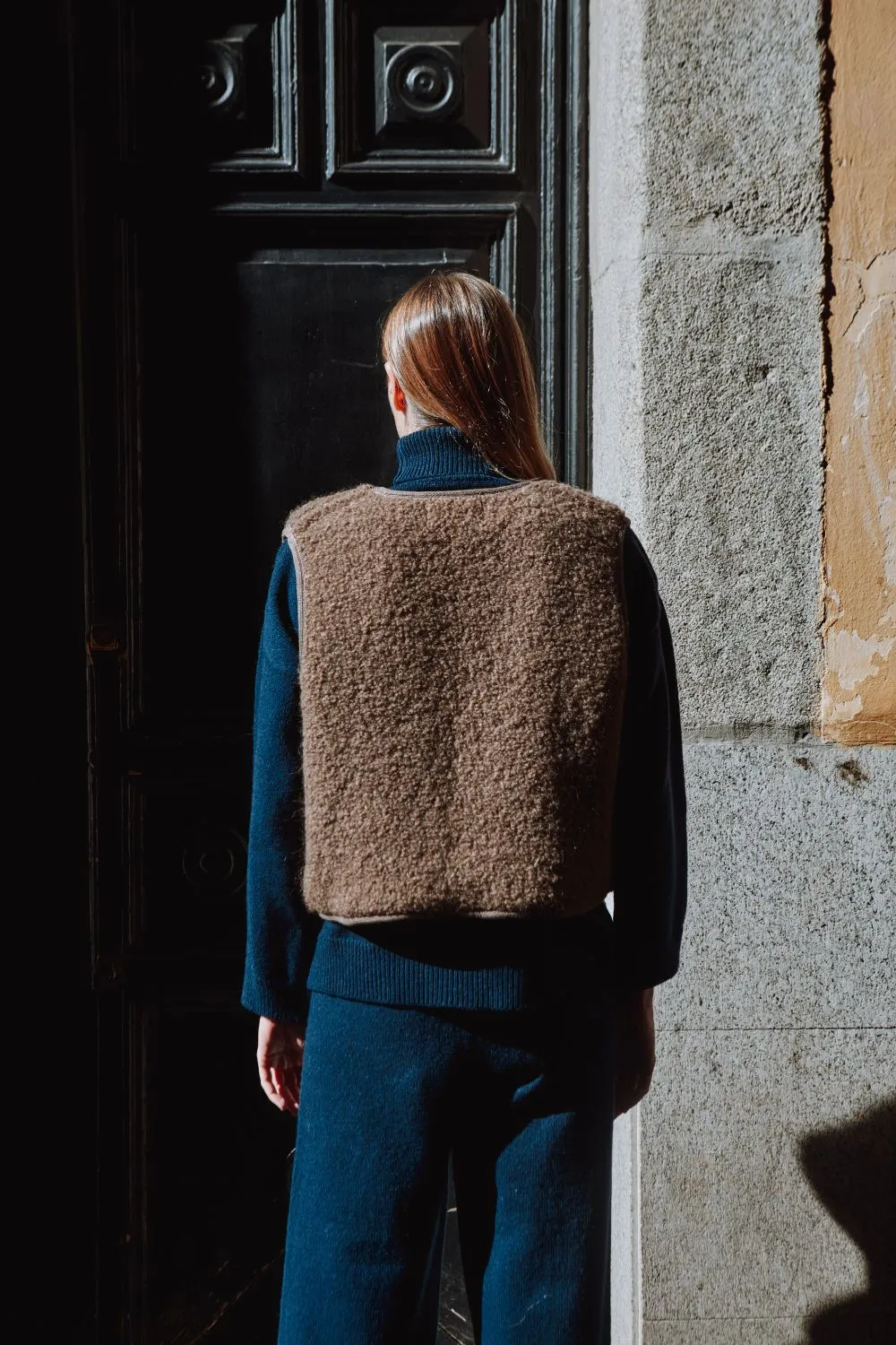 LUCE Shepherd's Vest in Curly Alpaca - Marron Glacé sold by L’ENVERS product image thumbnail 4