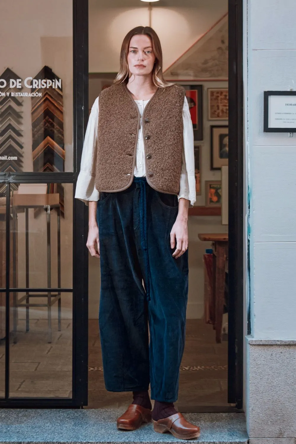 LUCE Shepherd's Vest in Curly Alpaca - Marron Glacé sold by L’ENVERS product image thumbnail 2