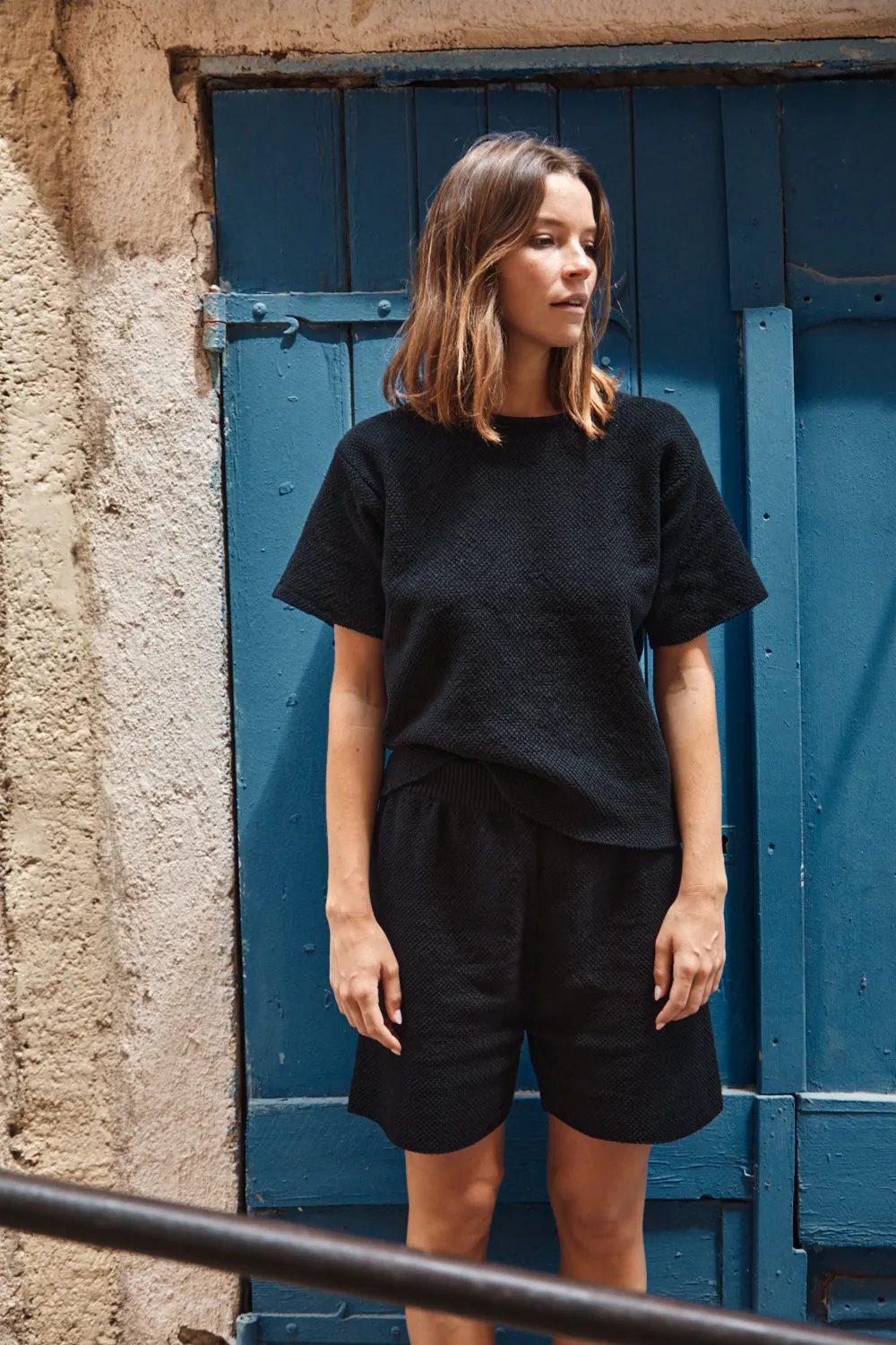 BILLIE Knitted Shorts in Organic Cotton - Black sold by L’ENVERS product image thumbnail 2