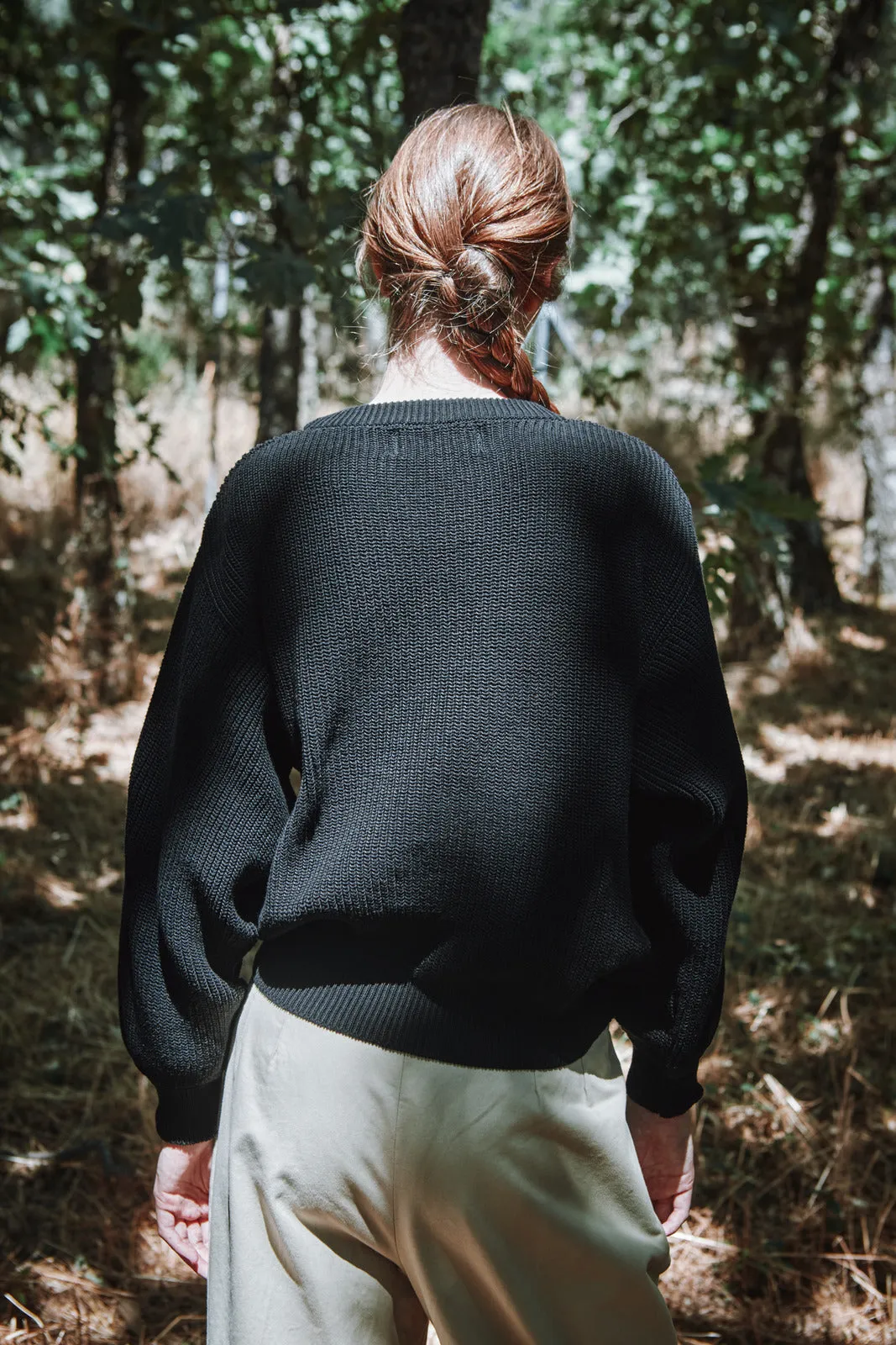 CLEMENTINE Batwing Sweater in Organic Cotton - Black sold by L’ENVERS product image thumbnail 3