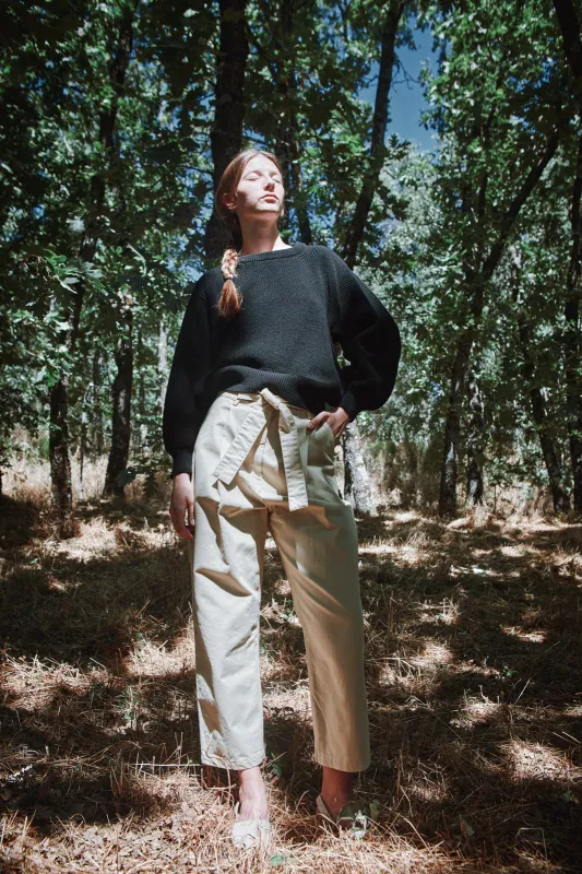 CLEMENTINE Batwing Sweater in Organic Cotton - Black made by L’ENVERS