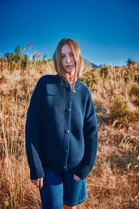 ESTELLE Teddy Jacket in Organic Cotton - Navy sold by L’ENVERS