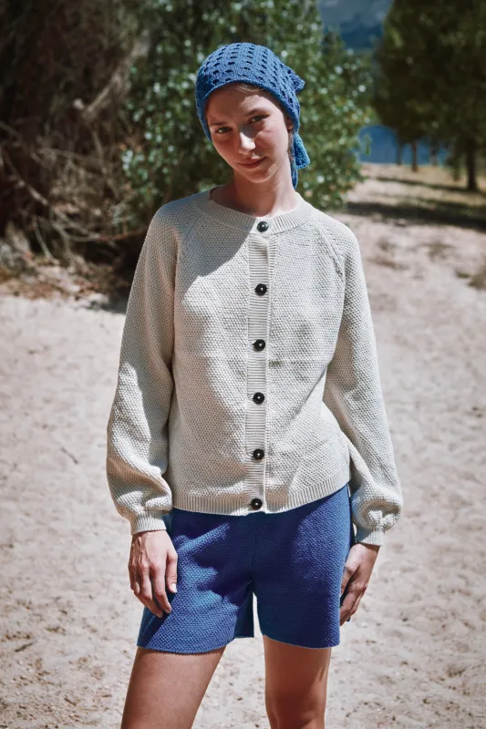 GABY Balloon-Sleeve Cardigan in Organic Cotton - Off-white made by L’ENVERS