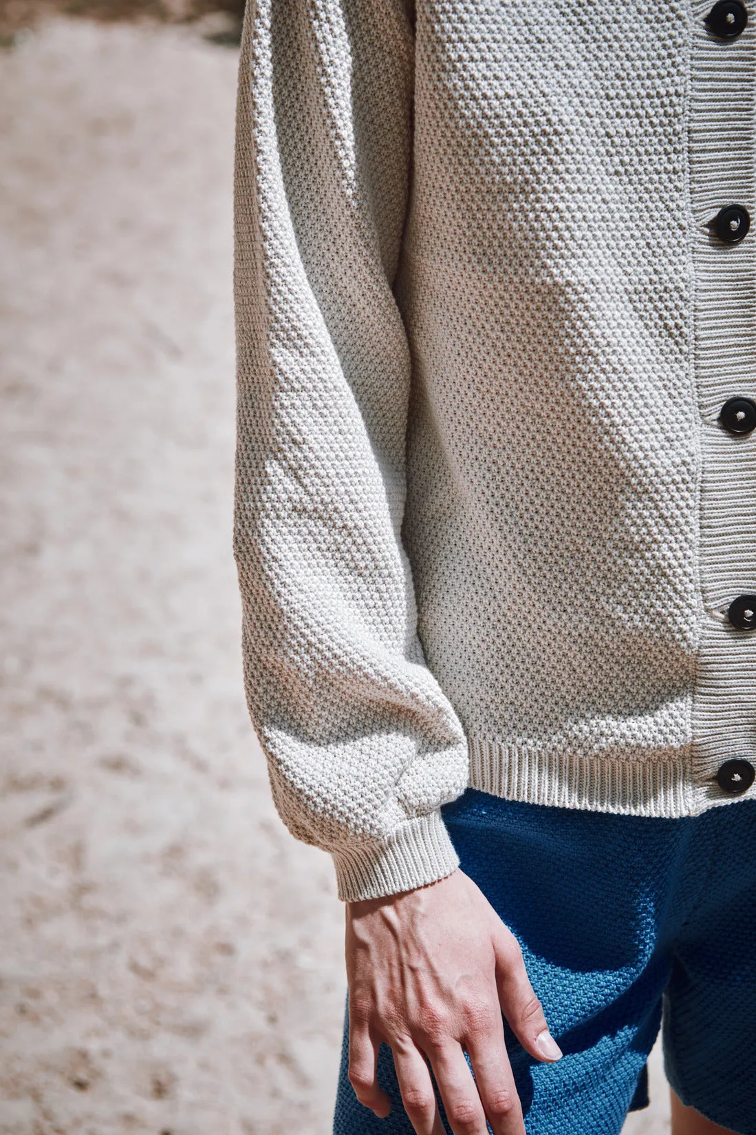 GABY Balloon-Sleeve Cardigan in Organic Cotton - Off-white sold by L’ENVERS product image thumbnail 3