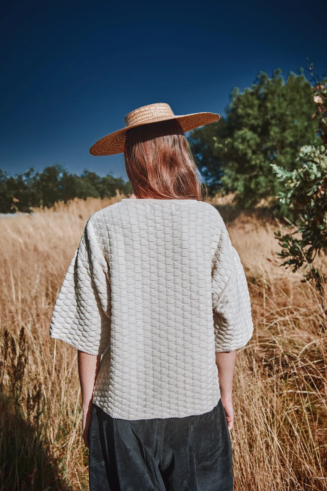 SIDONIE Basketweave-Knit Tee in Organic Cotton - Off-White sold by L’ENVERS product image thumbnail 5