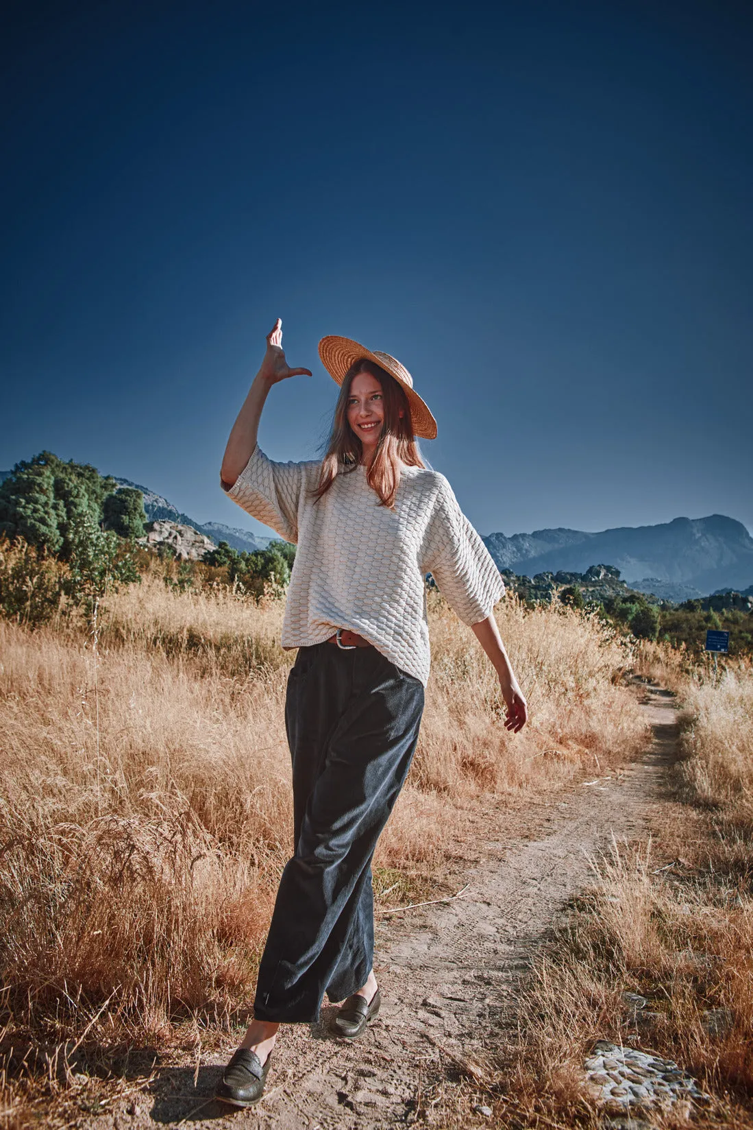 SIDONIE Basketweave-Knit Tee in Organic Cotton - Off-White sold by L’ENVERS