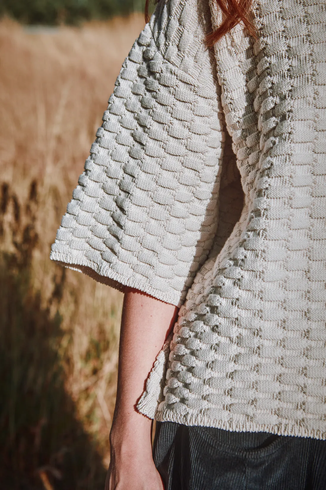 SIDONIE Basketweave-Knit Tee in Organic Cotton - Off-White sold by L’ENVERS product image thumbnail 2