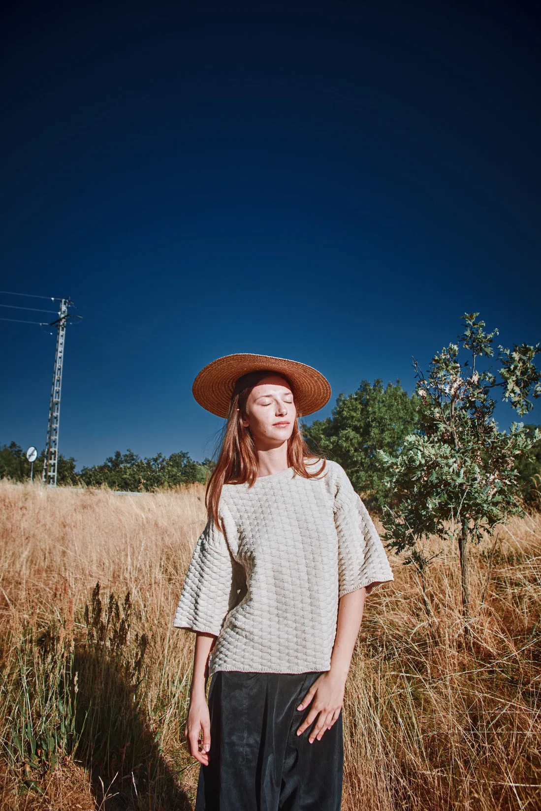 SIDONIE Basketweave-Knit Tee in Organic Cotton - Off-White sold by L’ENVERS product image thumbnail 3