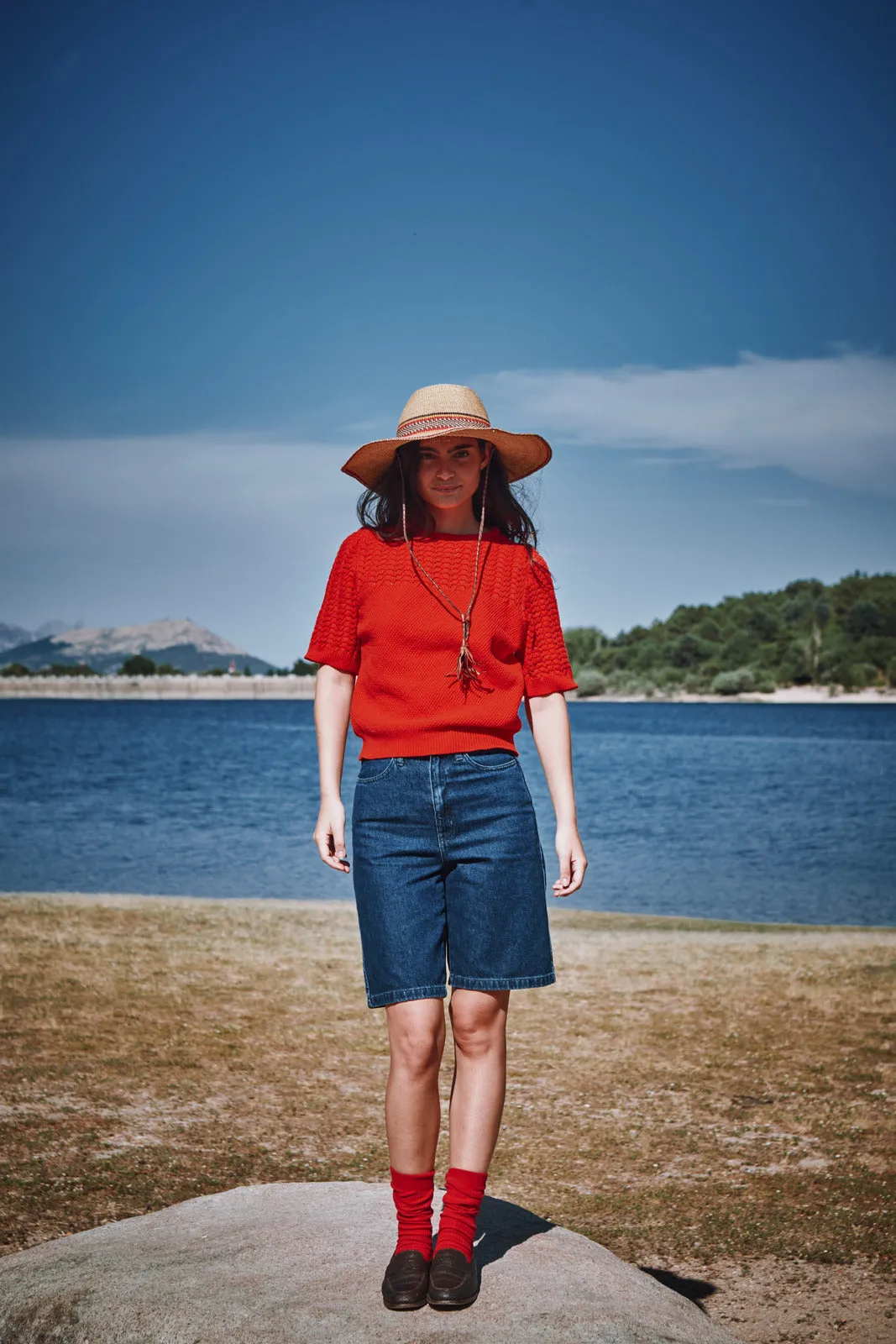 LIZ Lace Top in Organic Cotton - Red sold by L’ENVERS product image thumbnail 3